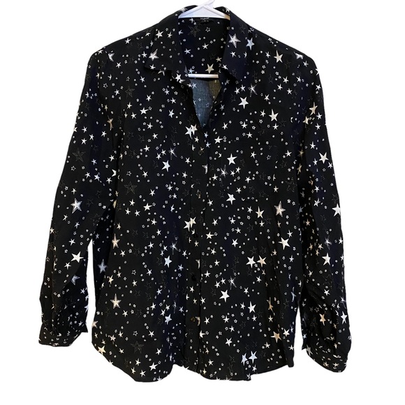 Rails Noemi Black Galaxy Long Sleeve Button Front Stars Shirt Top Size Small - Picture 1 of 8